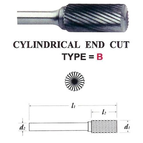 CARBIDE BURS, CYLINDRICAL END CUT TYPE, 6MM SHANK