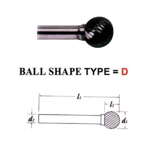 CARBIDE BURS, BALL SHAPE TYPE, 6MM SHANK