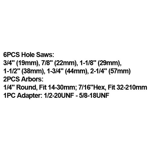 172834     9PCS HOLE SAW SET