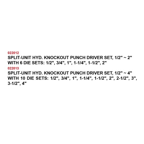 SPLIT-UNIT HYD. KNOCKOUT PUNCH DRIVER SET