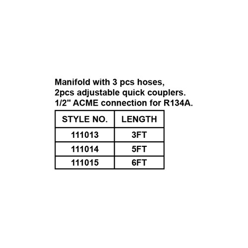 MANIFOLD CHARGE WITH 3 COLOR HOSE SET FOR R134A