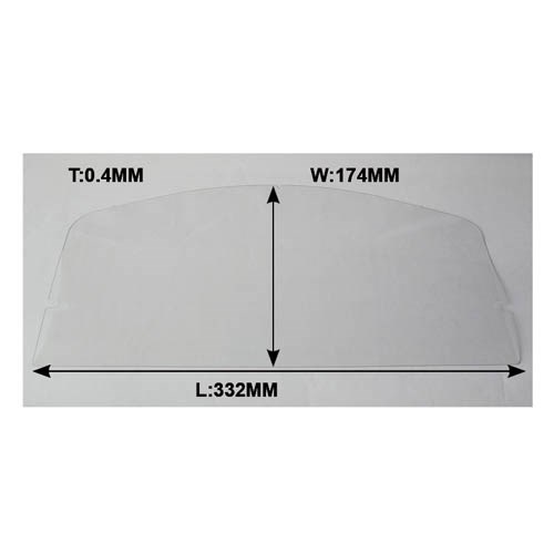SAND BLASTING HELMET LENS, SIZE: W174mm x L332mm x T 0.4mm