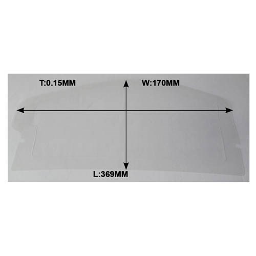 SAND BLASTING HELMET LENS, SIZE: W170mm x L369mm x T 0.15mm