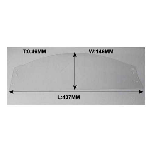 SAND BLASTING HELMET LENS, SIZE: W146mm x L437mm x T 0.46mm
