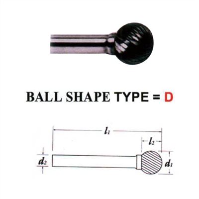 CARBIDE BURS, BALL SHAPE TYPE, 6MM SHANK