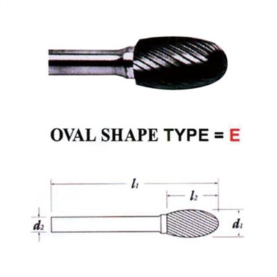 CARBIDE BURS, OVAL SHAPE TYPE, 6MM SHANK      