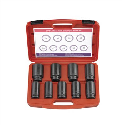013303     9PCS 3/4" DR. METRIC DEEP IMPACT SOCKET SET (6 pt.)