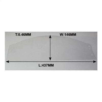 SAND BLASTING HELMET LENS, SIZE: W146mm x L437mm x T 0.46mm
